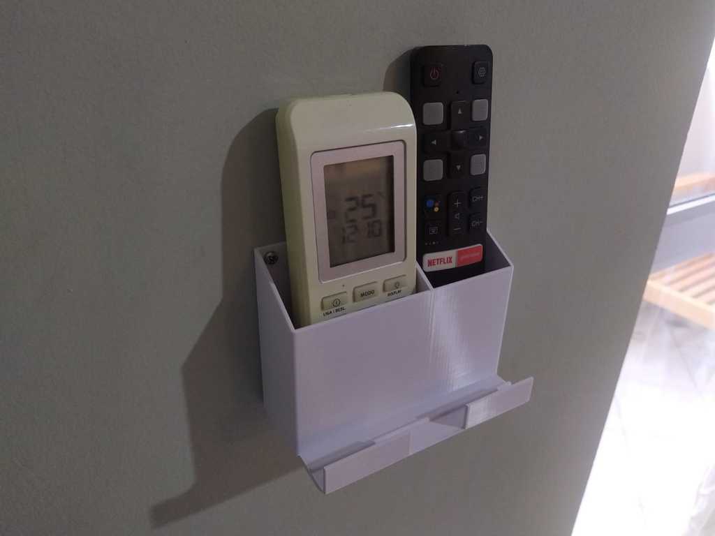 Wall Mounted Remote Control Holder with Phone Holder