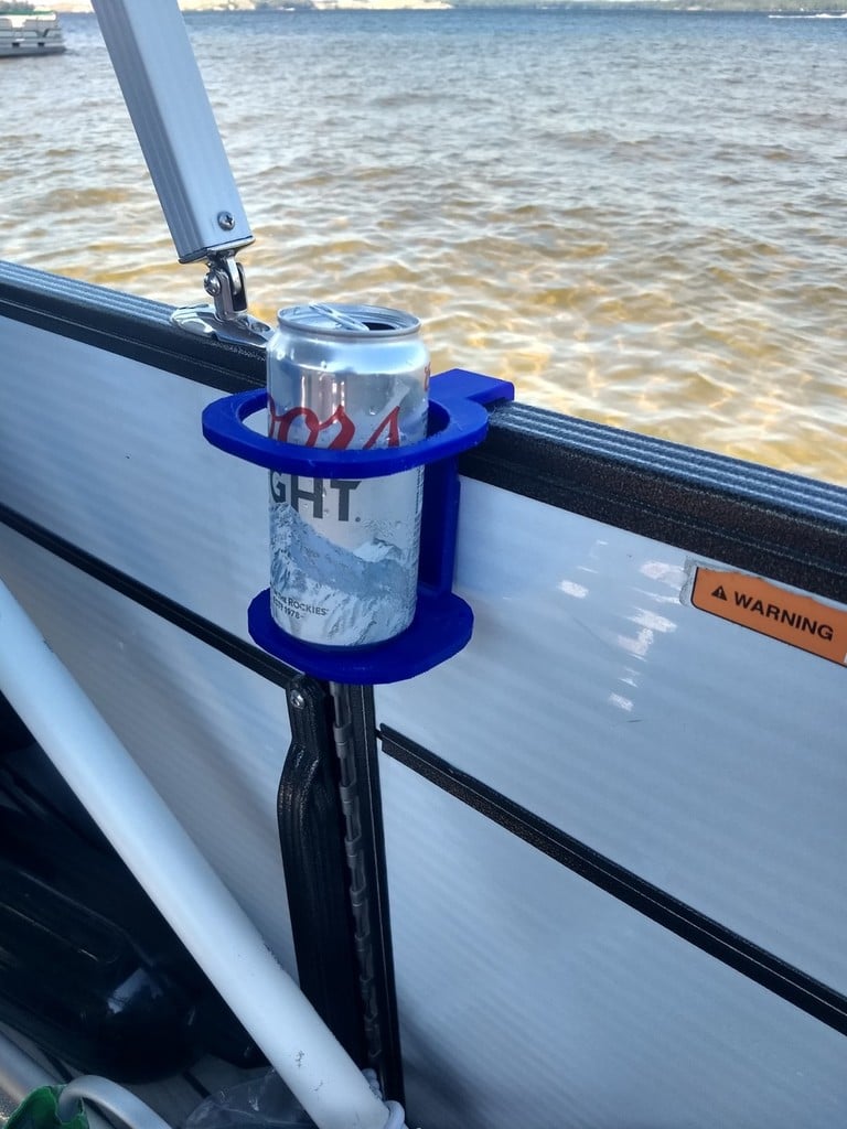 Clip-on cup holder for pontoon boat