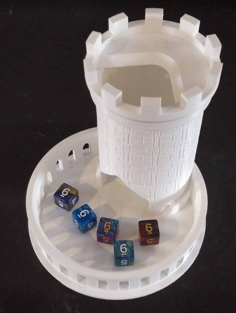 Fantasy-inspired board game dice tower