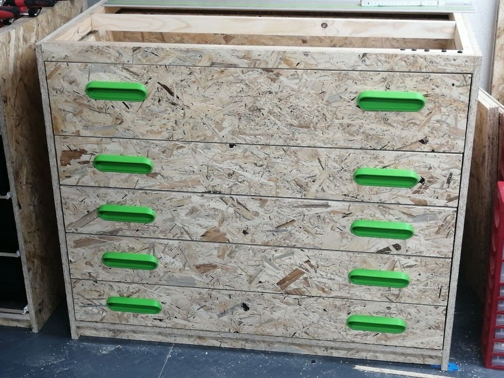 Drawer handle and router jig for sorting trolley (remix)