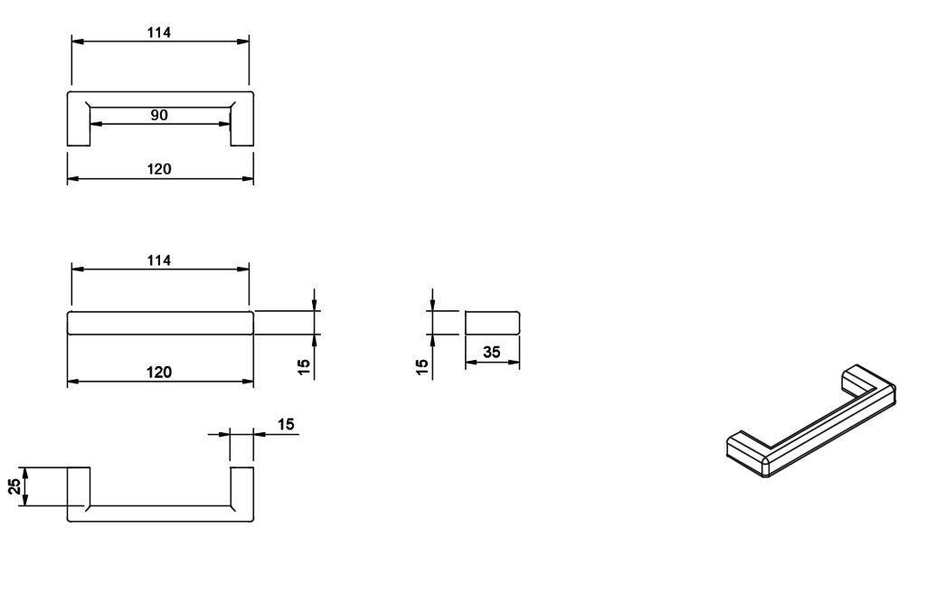 Useful Comfortable Handles (120/140mm) for Furniture and Boxes, Multiple Variants