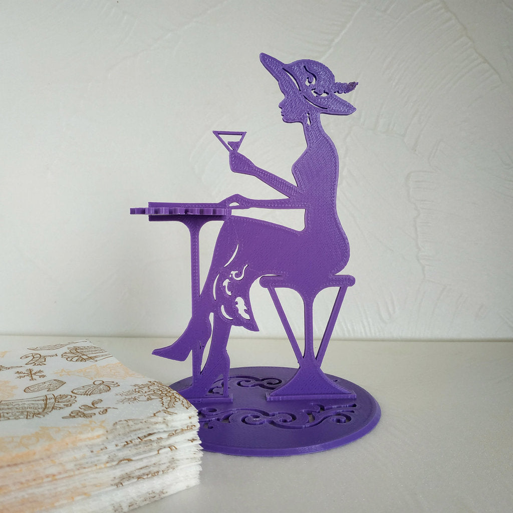 &quot;Napkin holder with lady in cafe theme&quot;