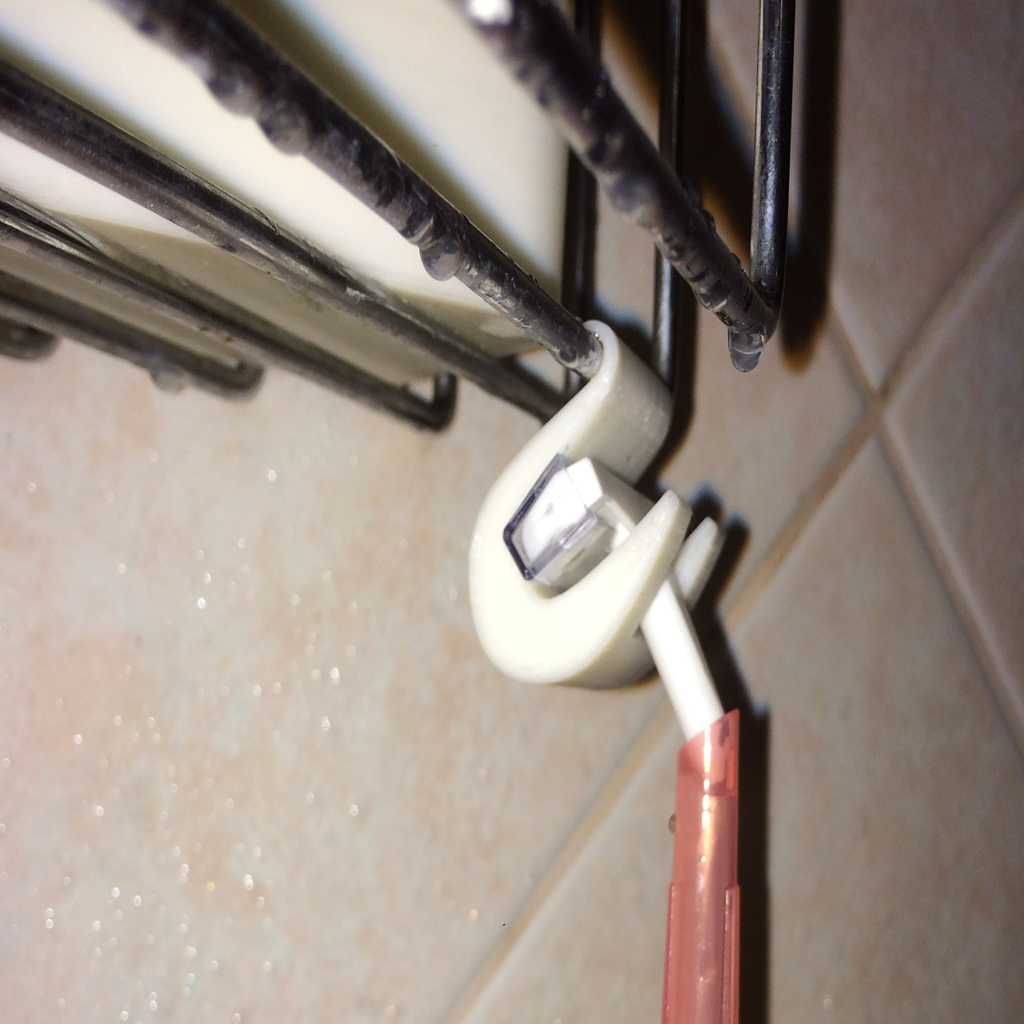 Razor holder for shower shelf, adjustable for 3.5mm rod