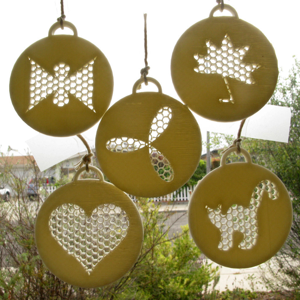 Window decorations with different patterns and hidden holes